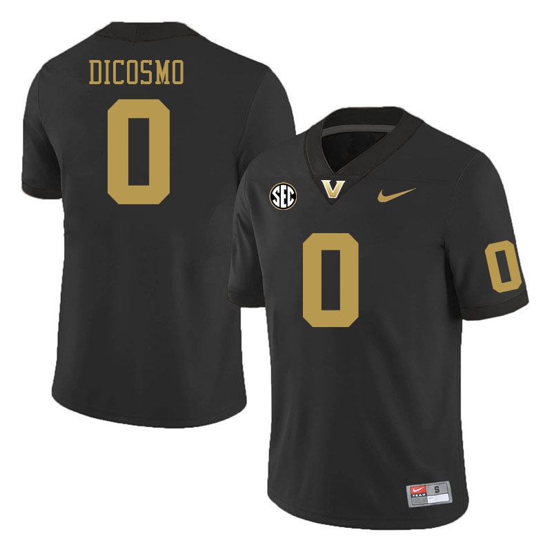 Vanderbilt Commodores #0 Aeneas DiCosmo College Football Jerseys 2024 Uniforms Stitched-Black